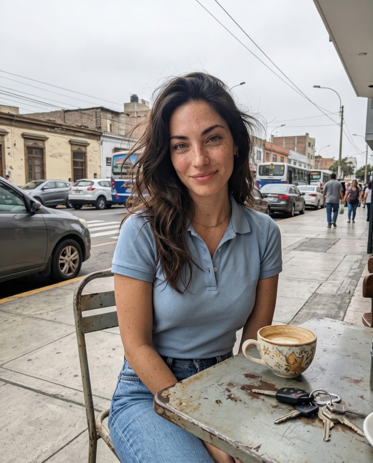 Luna Mía, profesora de radiestesia y cursos de péndulo, en una calle de Lima
